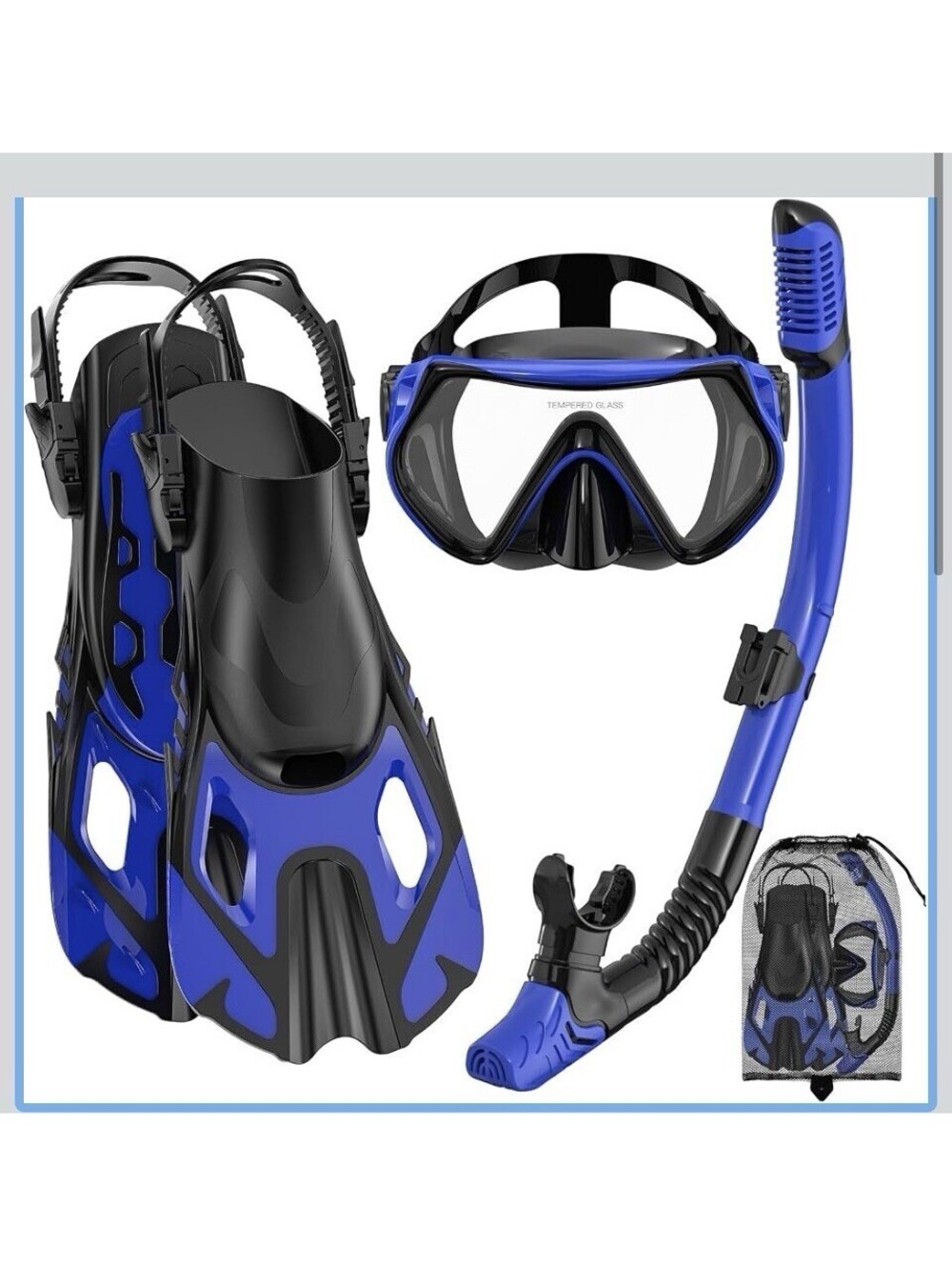 Snorkeling Gear for Adults Men Women, Snorkel Set with Diving Mask Fins